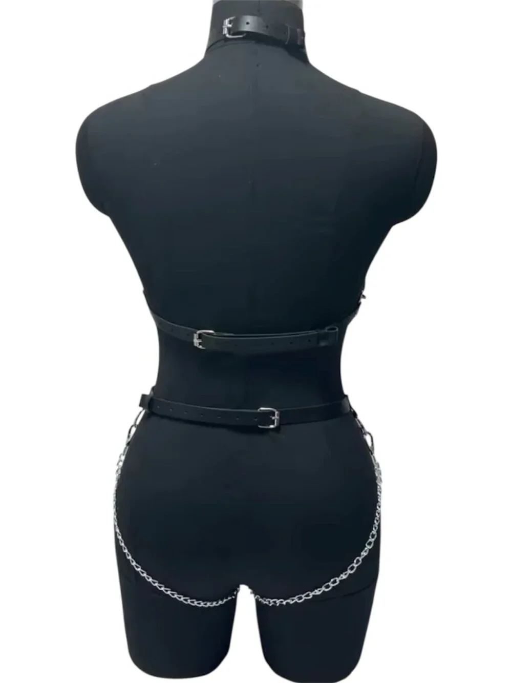 Women Fashion Full Body Chain Leather Waist Belt and Thigh Garter Set Harness